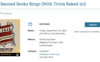 Join Me For This Free “Banned Books Bingo” Online Event Friday Sep 23, 2022 at 2pm Pacific